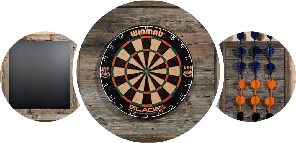 This Barn Board bundle includes a backboard, a scoreboard and a darts holder. All made from reclaimed wood.